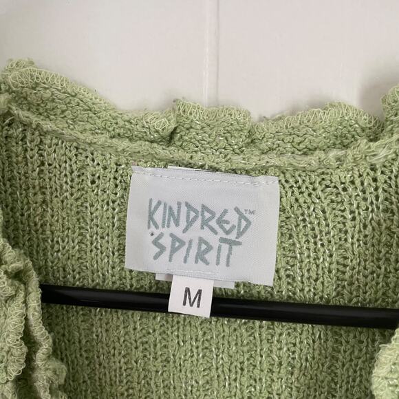 Kindred Spirit Ruffle Knit Vest M Green Silk Linen Cottagecore Fairycore Tank - Picture 8 of 10